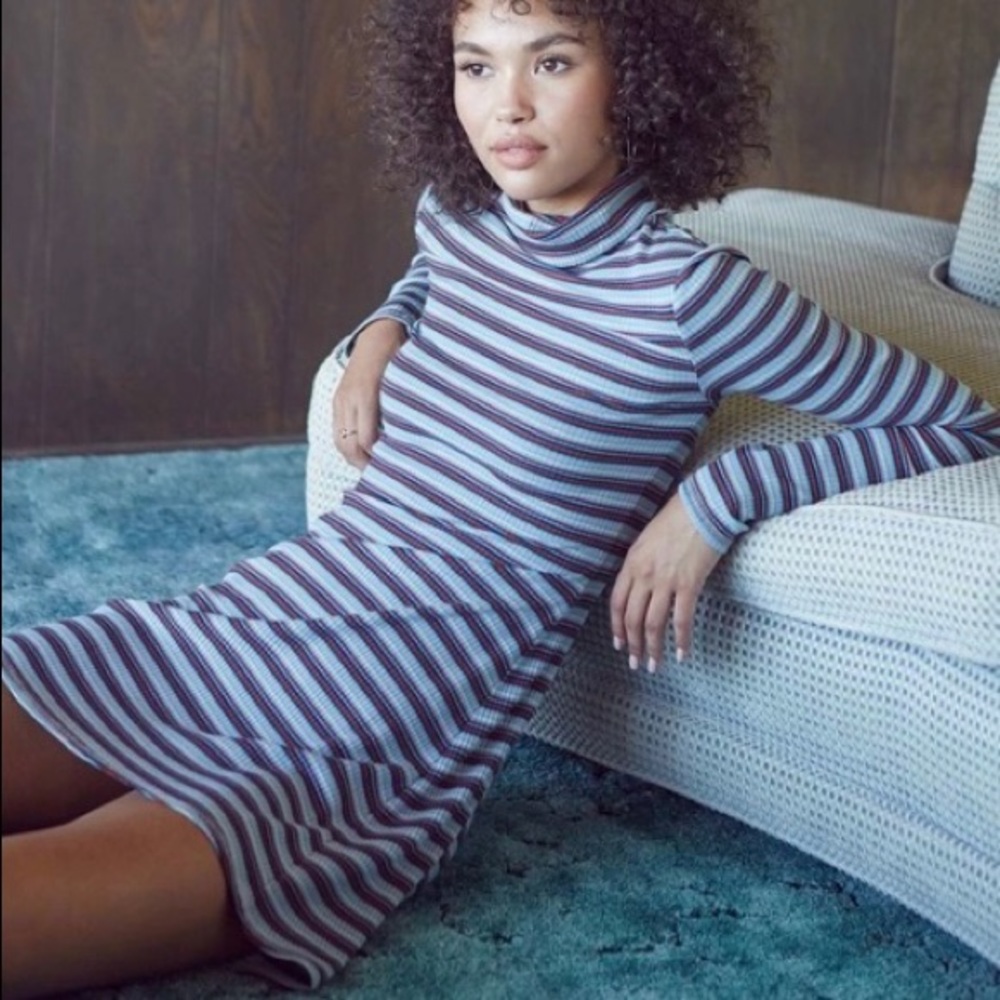 BDG Ribbed Stripe Turtle Neck Dress